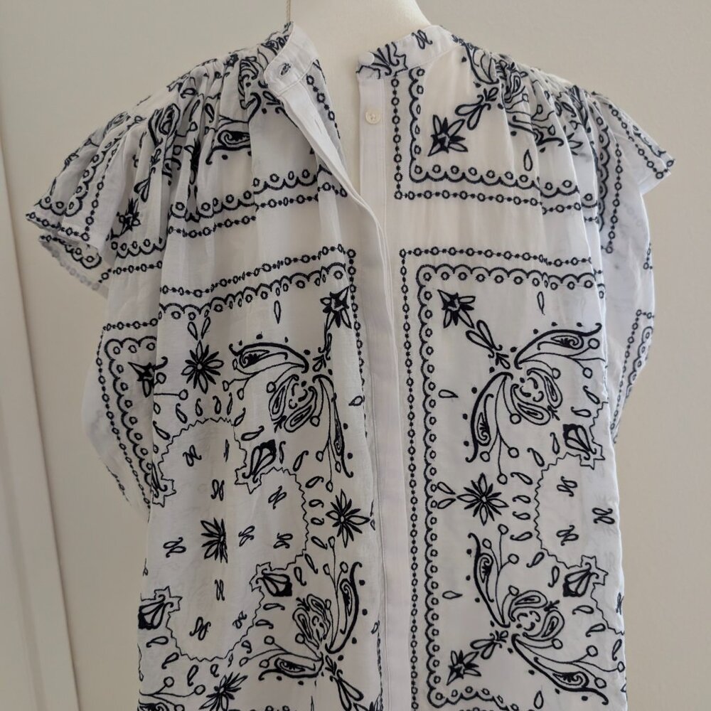 Madewell White Button-Down Bandana Print Top - Picture 5 of 8